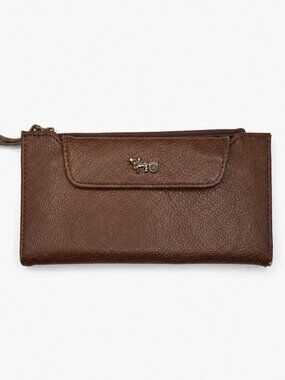 Vintage Style Brown Wristlet Wallet Mathew + Julian Accordion Clutch Organizer